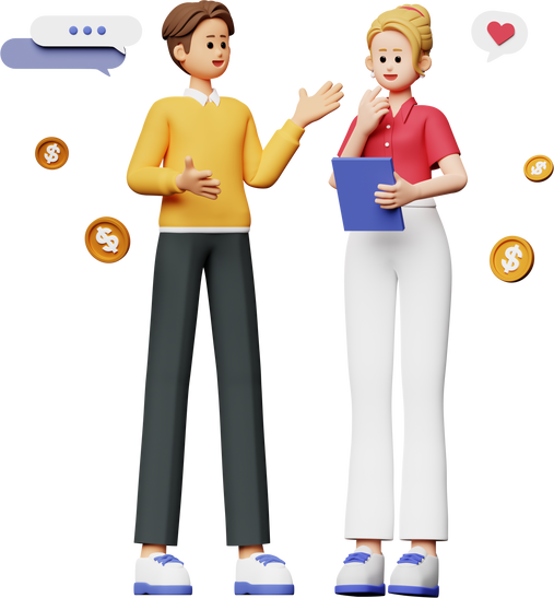 Refer to Friend 3D Illustration